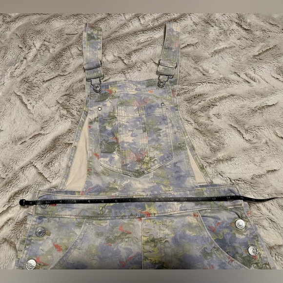 Pilcro by Anthropologie Waterolor Denim Overalls Frayed Hem Shortalls - Picture 4 of 9